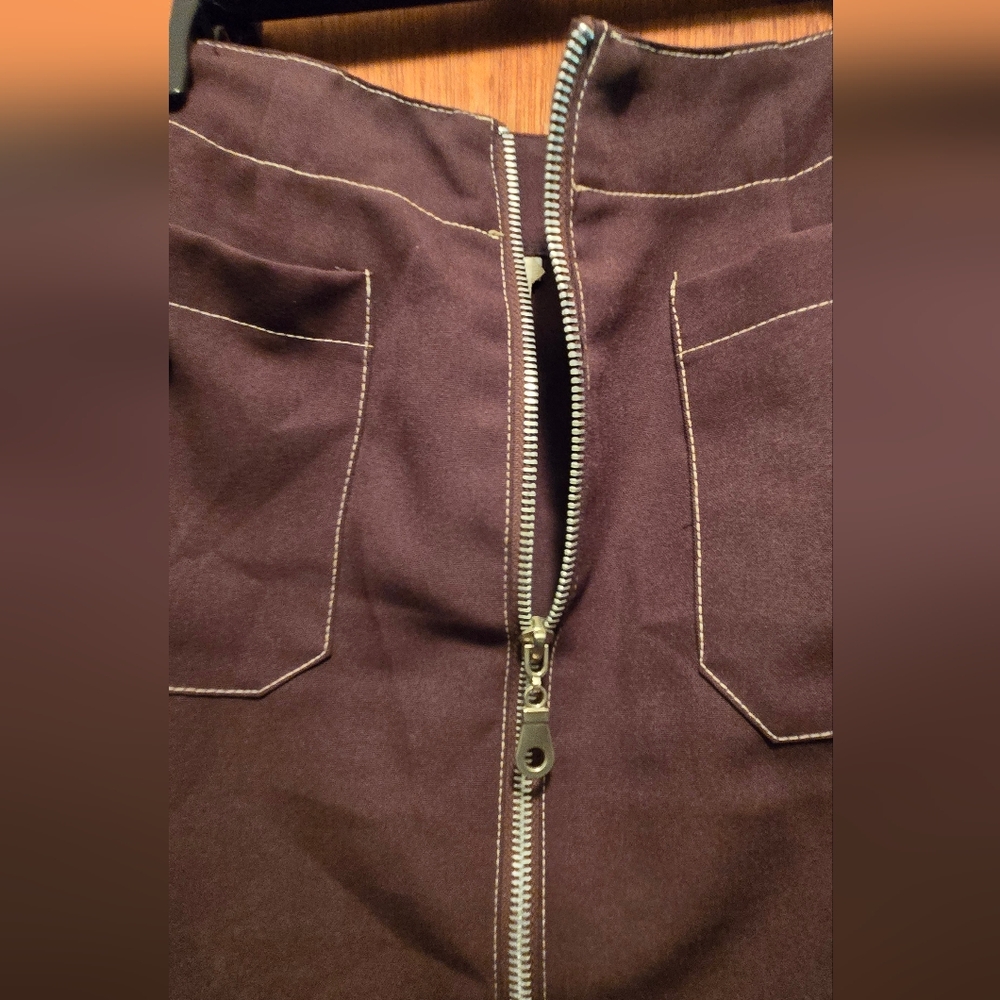 Pretty Good Brown Mini Skirt with Pockets SzM - Picture 3 of 7